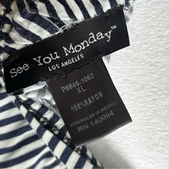 SEE YOU MONDAY Striped High-Waisted Wide-Leg Pants/ Trousers - Picture 5 of 5